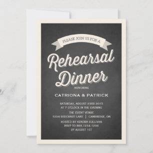 Retro Script Rustic Rehearsal Dinner Invitation