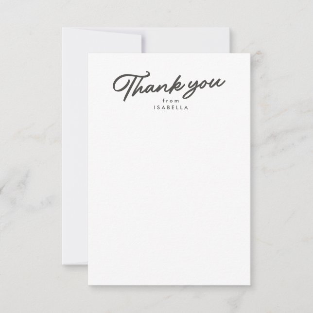 Retro script simple grey graduation thank you card (Front)