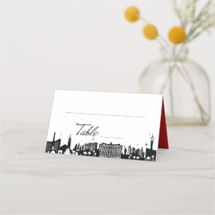 Retro Script Table Las Vegas Skyline Place Card
