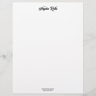 Retro Script Typography Black and White Custom Letterhead