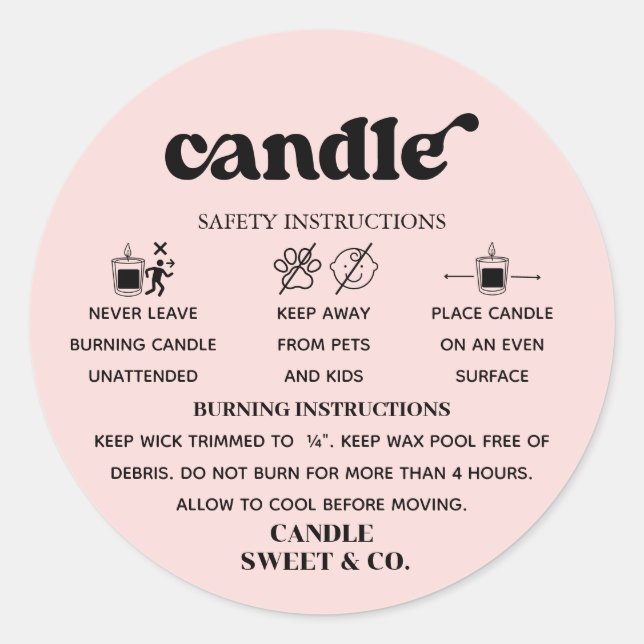 Retro Script Warning Candle Black and White  Classic Round Sticker (Front)