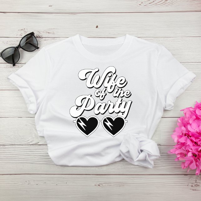 Retro Script Wife Of The Party Bachelorette T-Shirt (Celebrate the bride-to-be in fun and style at her bachelorette party)