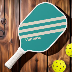 Retro Sea Breeze Three Stripes with Name Pickleball Paddle