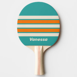 Retro Sea Breeze Vibe Across Striping with Name Ping Pong Paddle
