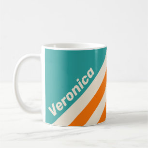 Retro Sea Breeze Vibe Stripes with Name Coffee Mug