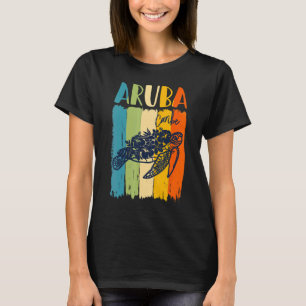 Retro Sea Turtle Aruba Caribe Theme Friends Family T-Shirt