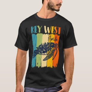 Retro Sea Turtle Key West Florida Theme Friends Fa T-Shirt