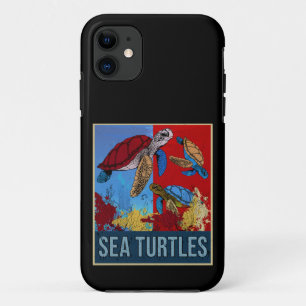 Retro Sea Turtles Gift Underwater Tortoise Case-Mate iPhone Case