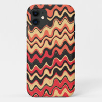 Retro Sea Wavy Stripes Pattern (Black, Red)