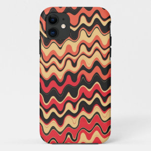 Retro Sea Wavy Stripes Pattern (Black, Red) iPhone 11 Case
