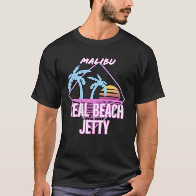 Retro Seal Beach Jetty Malibu T-Shirt (Front)