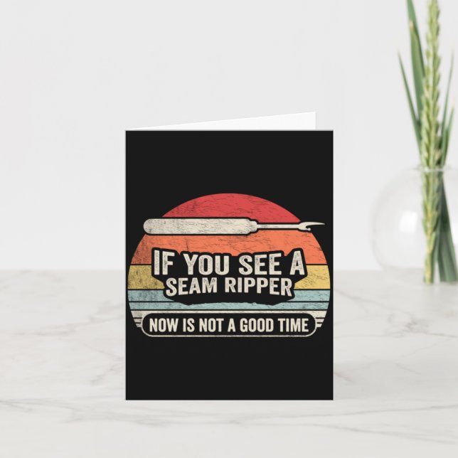 Retro Seam Ripper Funny Sewing Quilter Crafter Card (Front)