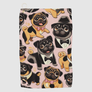 Retro Seamless Cute Pug Golf Towel