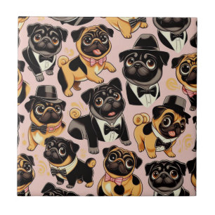 Retro Seamless Cute Pug Tile