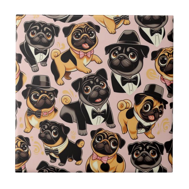Retro Seamless Cute Pug Tile (Front)