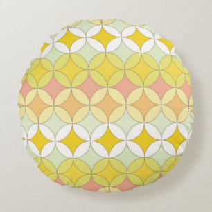Retro seamless pattern. Disco style. Round Cushion