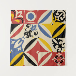 Retro seamless pattern from bright simple geometri tapestry