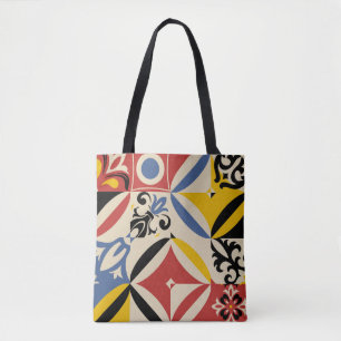 Retro seamless pattern from bright simple geometri tote bag