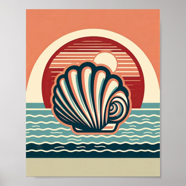 Retro Seashell Art Poster (Front)