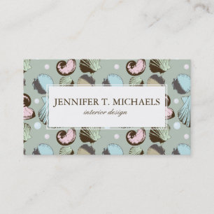 Retro Seashell Pattern Business Card