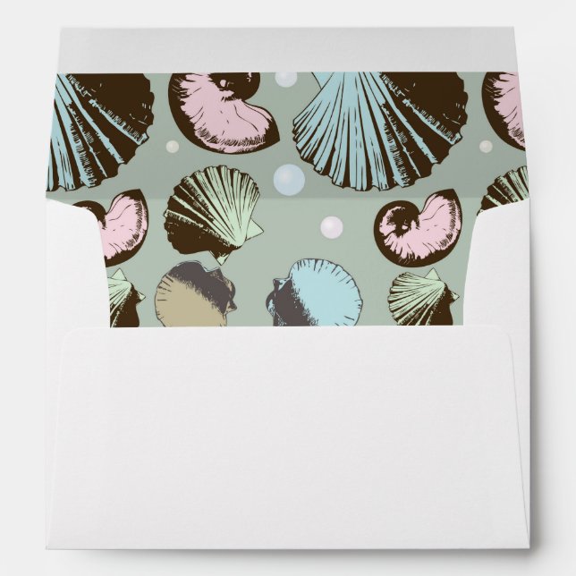 Retro Seashell Pattern Envelope (Back (Bottom))