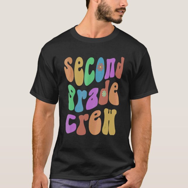 Retro Second Grade Crew Hello 2nd Gr Pink T-Shirt (Front)