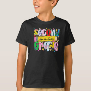 Retro Second Grade Dream Team Pencil Teacher Back T-Shirt