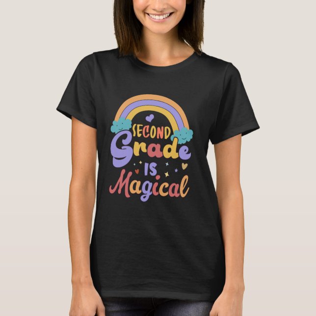 Retro second Grade is Magical,back to school Teach T-Shirt (Front)