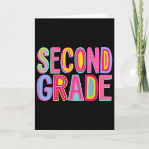 Retro Second Grade Rainbow Vibes Byck To School 2n Card