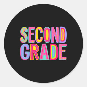 Retro Second Grade Rainbow Vibes Ck To School 2nd Classic Round Sticker
