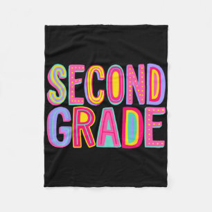 Retro Second Grade Rainbow Vibes Ck To School 2nd Fleece Blanket