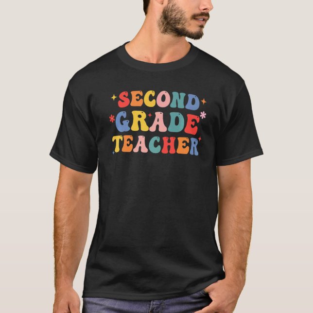 Retro Second Grade Teacher 2nd Grade Teacher Back  T-Shirt (Front)