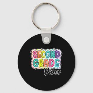 Retro Second Grade Vibes Back To School 2nd Grade Key Ring