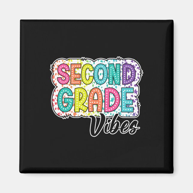 Retro Second Grade Vibes Back To School 2nd Grade  Magnet (Front)