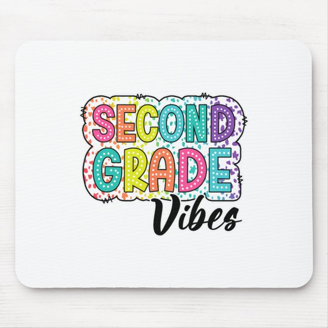 Retro Second Grade Vibes Ck To School 2nd Grade Dr Mouse Pad (Front)