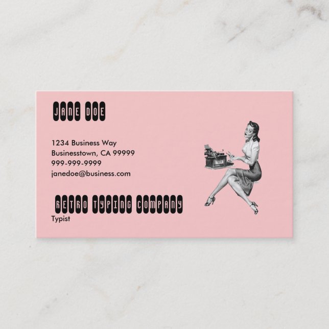 Retro Secretary Business Card (Front)