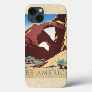 Retro See America Western Cowboys Desert Arch WPA iPhone 13 Case