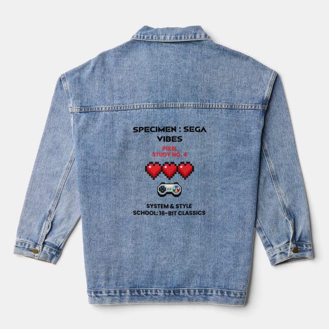 Retro Sega Vibes Pixel Study No. 4  Denim Jacket (Back)