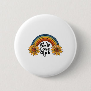 Retro Self Love Club Sunflower Rainbow Mental Heal 6 Cm Round Badge