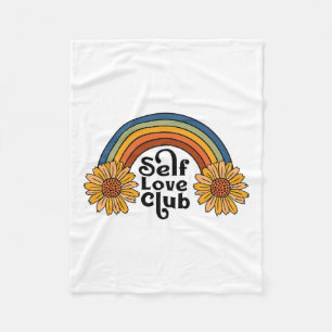 Retro Self Love Club Sunflower Rainbow Mental Heal Fleece Blanket