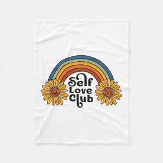 Retro Self Love Club Sunflower Rainbow Mental Heal Fleece Blanket