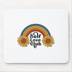 Retro Self Love Club Sunflower Rainbow Mental Heal Mouse Pad