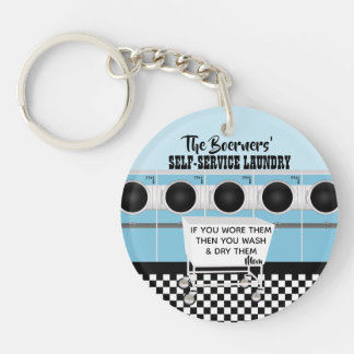 Retro Self Service Laundry Rules Keychain