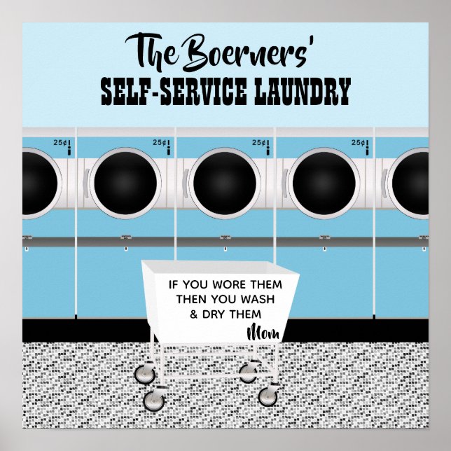 Retro Self-service Laundry They Do The Work Poster (Front)