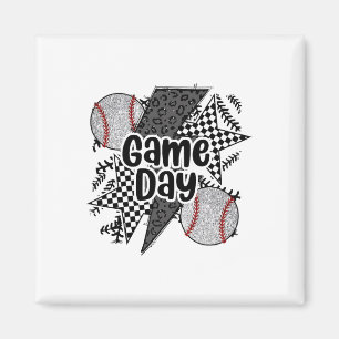 Retro Sell Game Day Chequered Leopard Sell Mama Mo Magnet