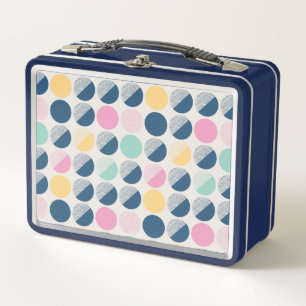 Retro Semi-Circle Pattern Metal Lunch Box