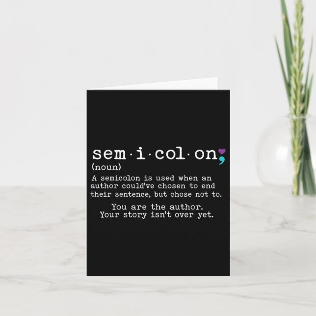 Retro Semicolon Definition Suicide Prevention Awar Card (Front)