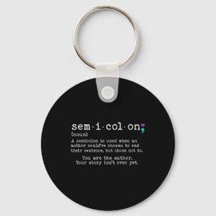 Retro Semicolon Definition Suicide Prevention Awar Key Ring