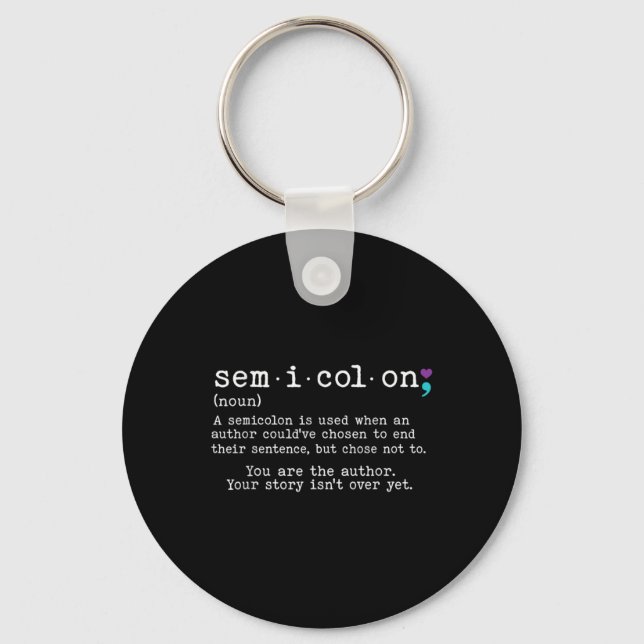 Retro Semicolon Definition Suicide Prevention Awar Key Ring (Front)