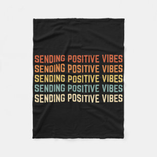 Retro Sending Positive Vibes Saying Self Care Ment Fleece Blanket